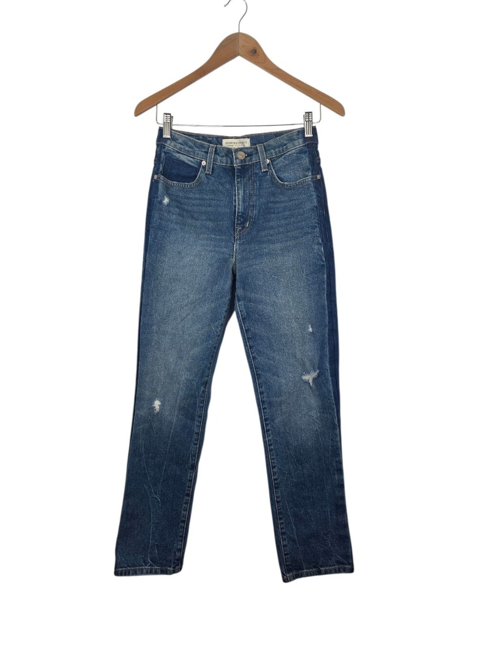 Current Elliott Women's Wedgie Wood Blue Straight Denim Jeans High Waist Size 26